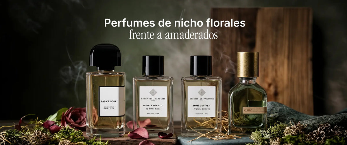 Perfumes de nicho florales frente a amaderados