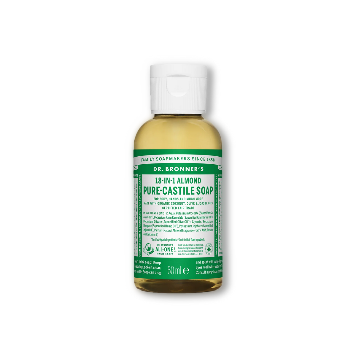 Pure Castile Liquid Soap - 60ml Dr Bronner&