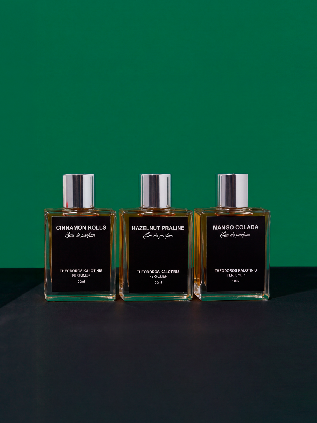 Perfumes Theodoros Kalotinis de 50ml: Cinnamon Rolls, Hazelnut Praline y Mango Colada